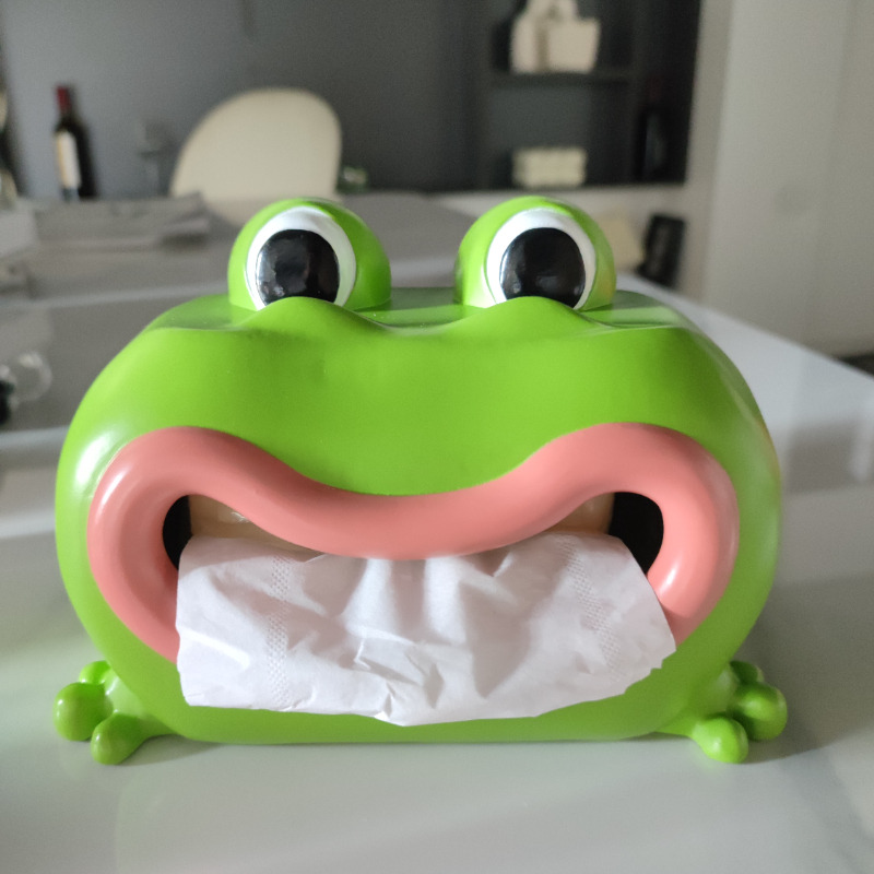 Happy Big-Mouthed Green Frog Tissue Box