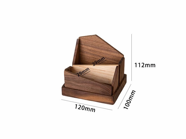 Irregular Black Walnut Organizer Pen Holder