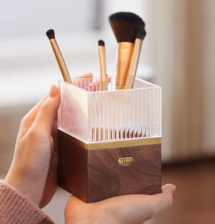 Minimalist Square Walnut Pen Holder