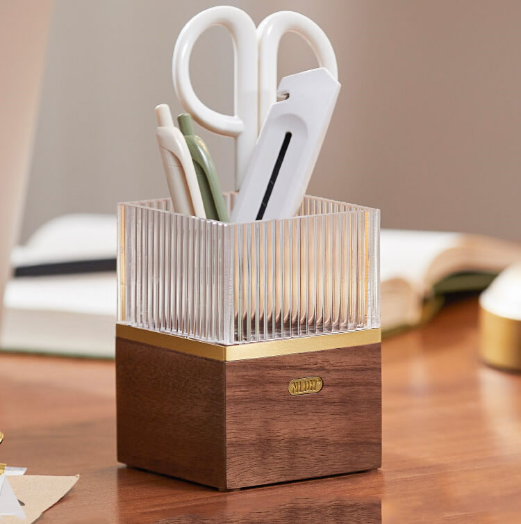 Minimalist Square Walnut Pen Holder