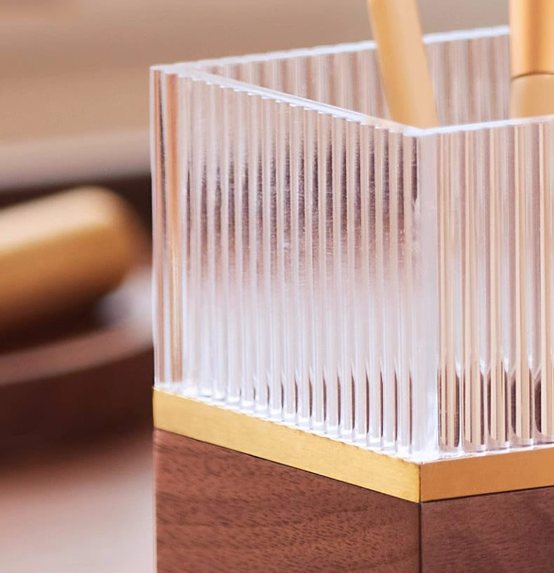 Minimalist Square Walnut Pen Holder