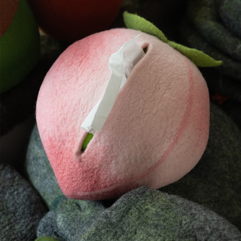 Peach Wool Felt Tissue Box