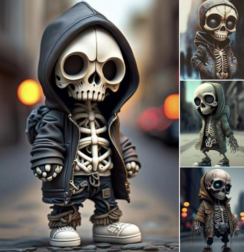 Punk Sweatshirt Skull Statue, Halloween Decoration Ornaments