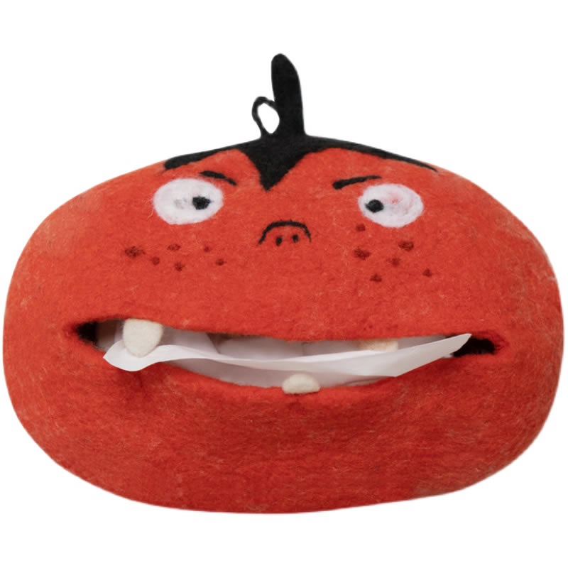 Red Big Mouth Wool Felt Tissue Box