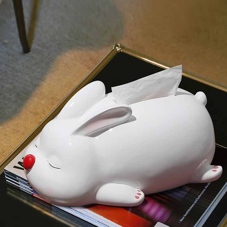 Sleeping Rabbit Ceramic Decorative Tissue Box