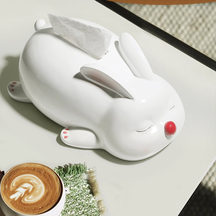 Sleeping Rabbit Ceramic Decorative Tissue Box