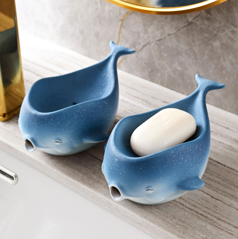 Whale-Shaped Soap Dish With Water Filtering Function