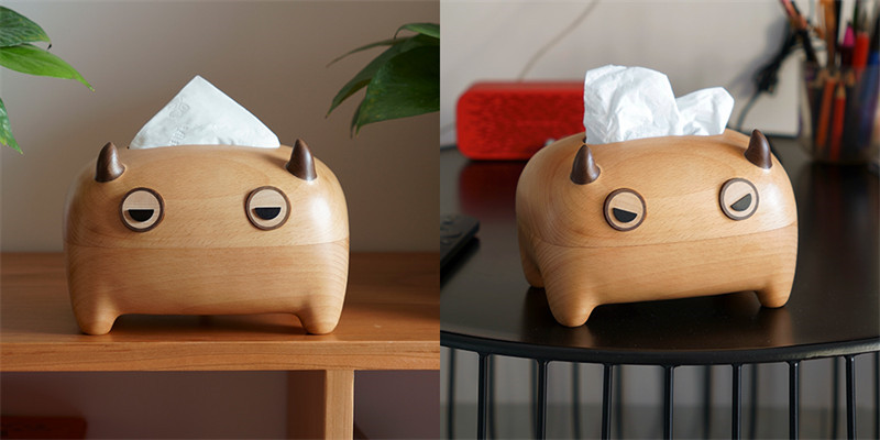 Whimsical Little Devil Wooden Tissue Box