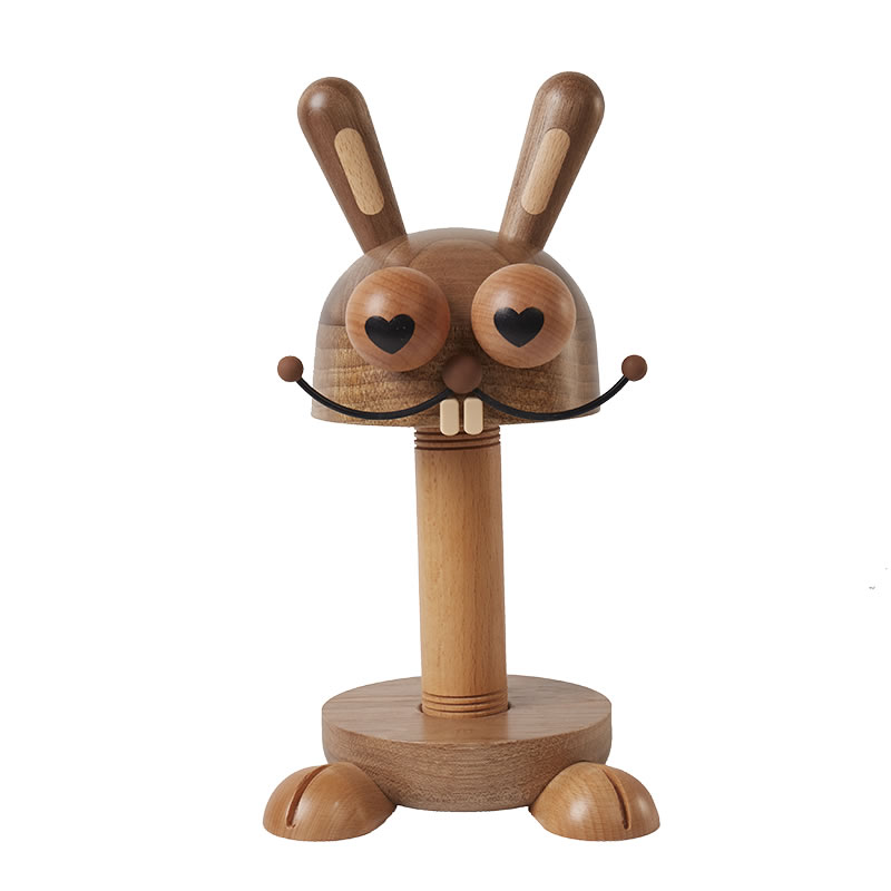 Wooden Bunny Paper Towel Holder With Big Eyes