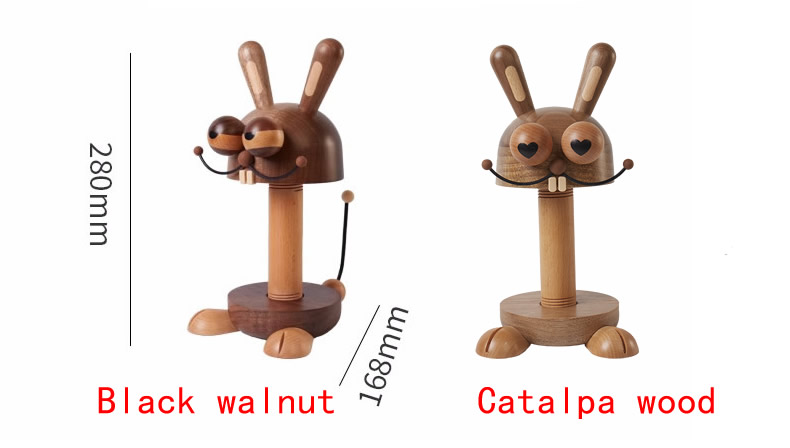 Wooden Bunny Paper Towel Holder With Big Eyes