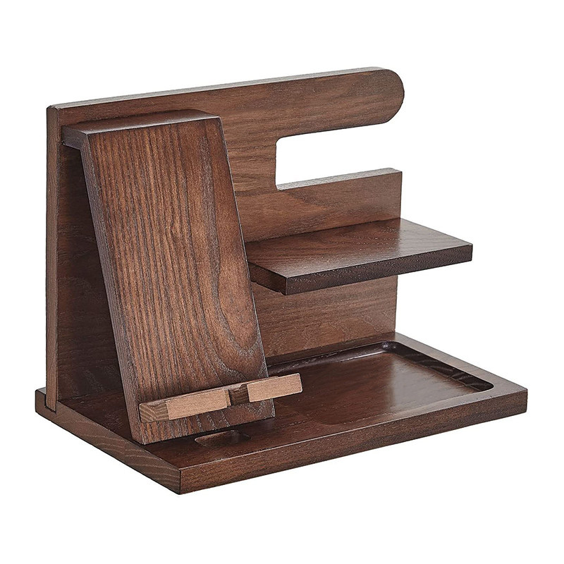 Wooden Desktop Organizer For Phones, Glasses, And Watches