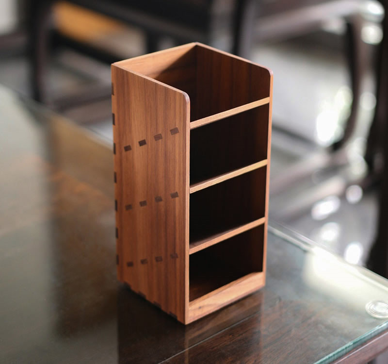 Wooden Multi-Layered Storage Box And Pen Holder