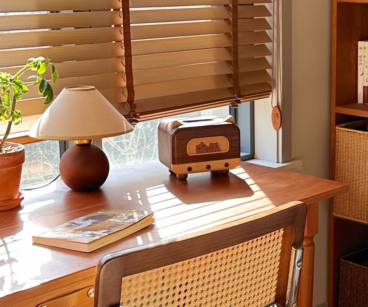 Abstract Cat Tissue Box, Black Walnut Wood Design