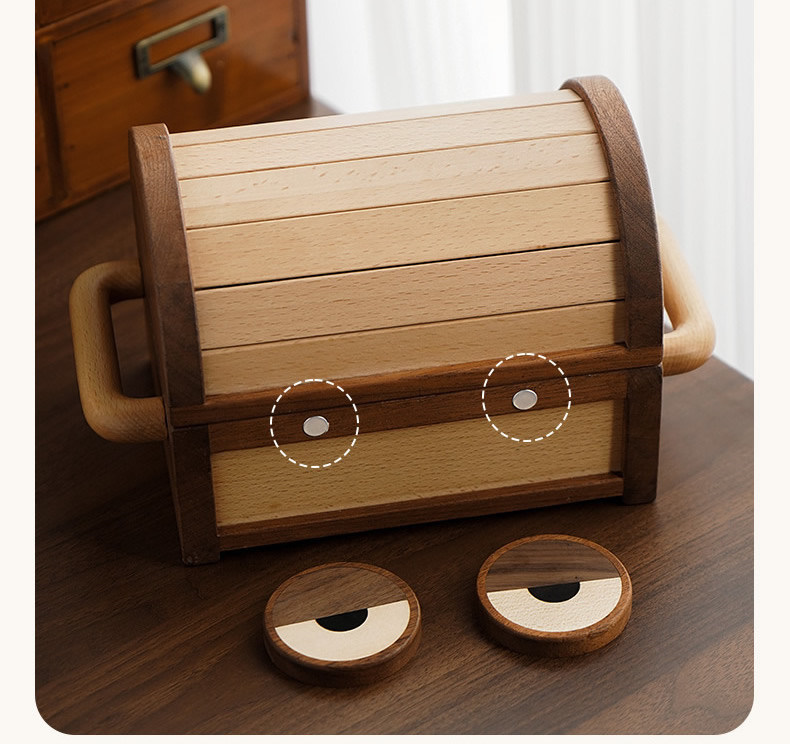 Adorable Monster Wooden Jewelry Storage Box With Big Eyes