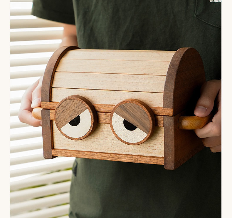 Adorable Monster Wooden Jewelry Storage Box With Big Eyes