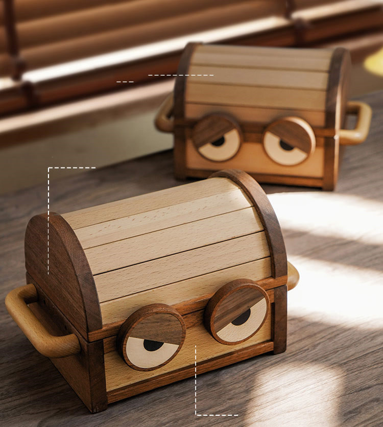 Adorable Monster Wooden Jewelry Storage Box With Big Eyes