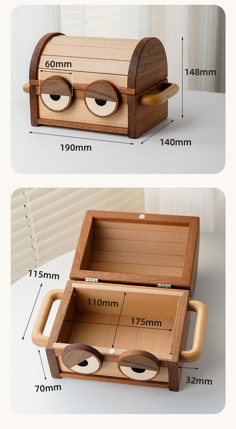 Adorable Monster Wooden Jewelry Storage Box With Big Eyes