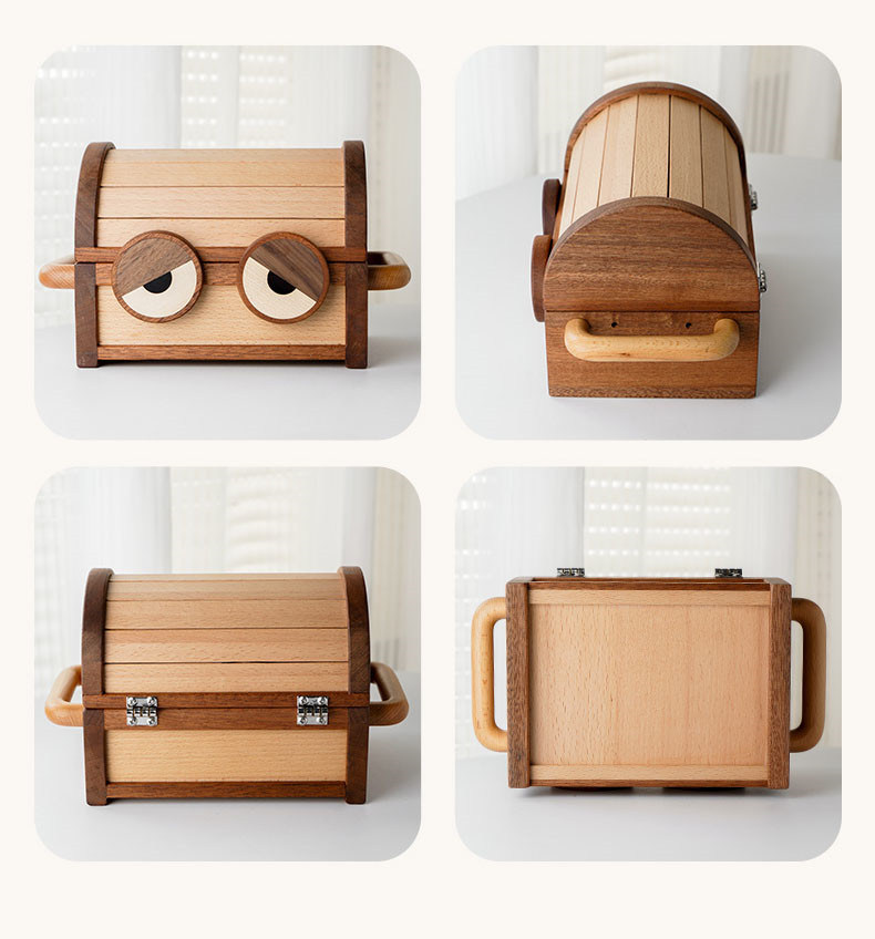 Adorable Monster Wooden Jewelry Storage Box With Big Eyes