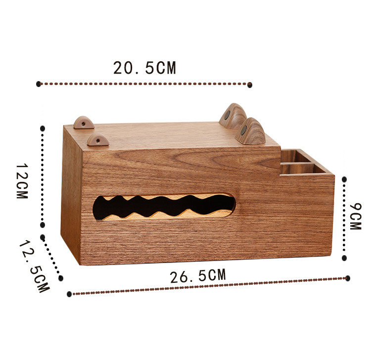 Black Walnut Wood Crocodile Multi-Functional Tissue Box,Storage Holder