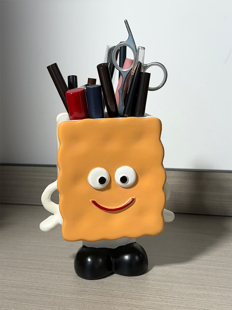Cartoon Biscuit Office Pen Holder,Desktop Decoration Organization