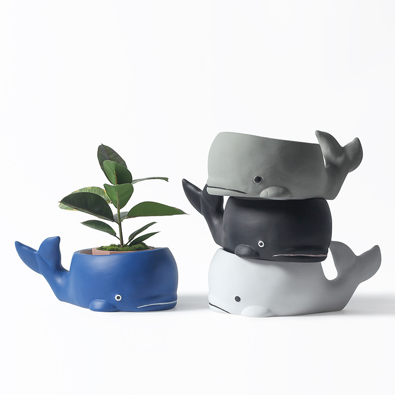 Creative Ceramic Whale Plant Flower Pot, Garden Decoration