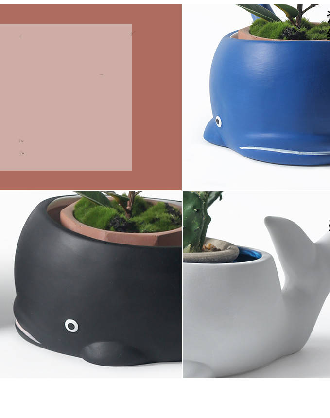 Creative Ceramic Whale Plant Flower Pot, Garden Decoration