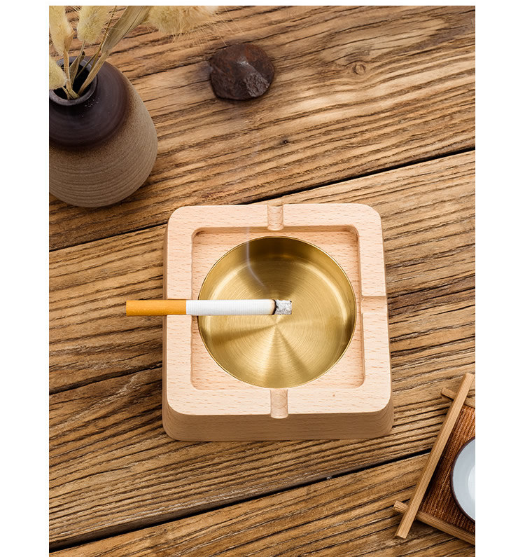 Minimalist Square Wood Ashtray,With Lid