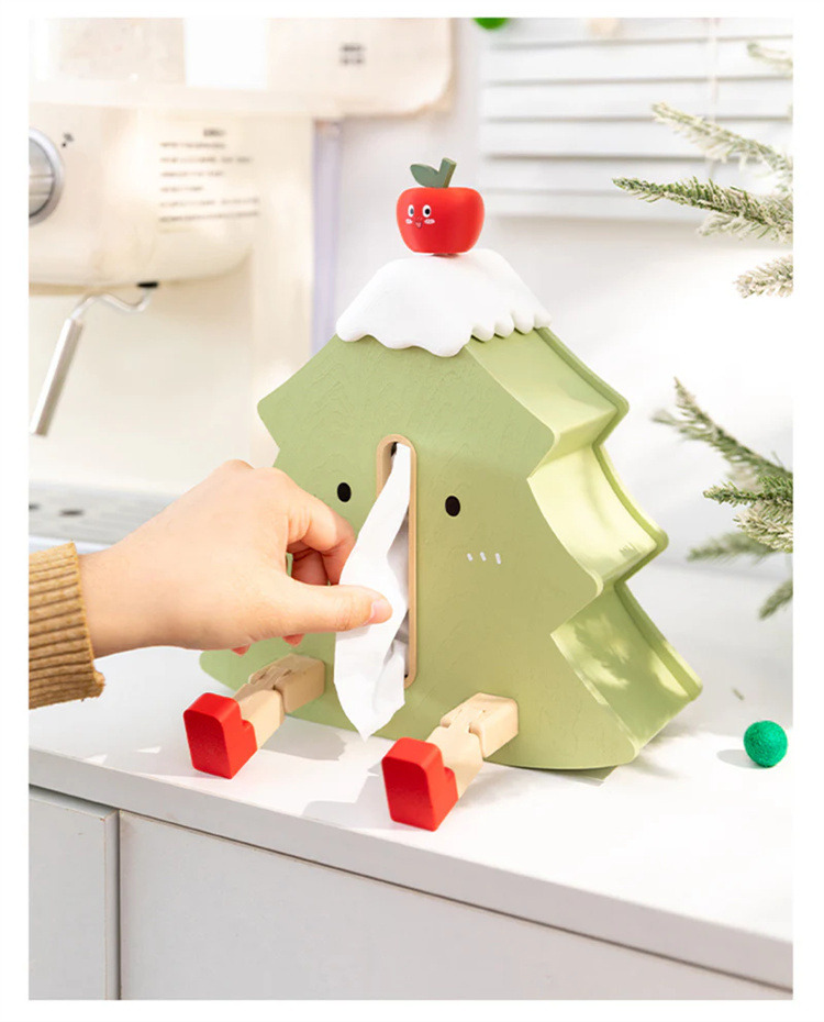 Wooden Christmas Tree Tissue Box - Cute Holiday Decor With Phone Stand