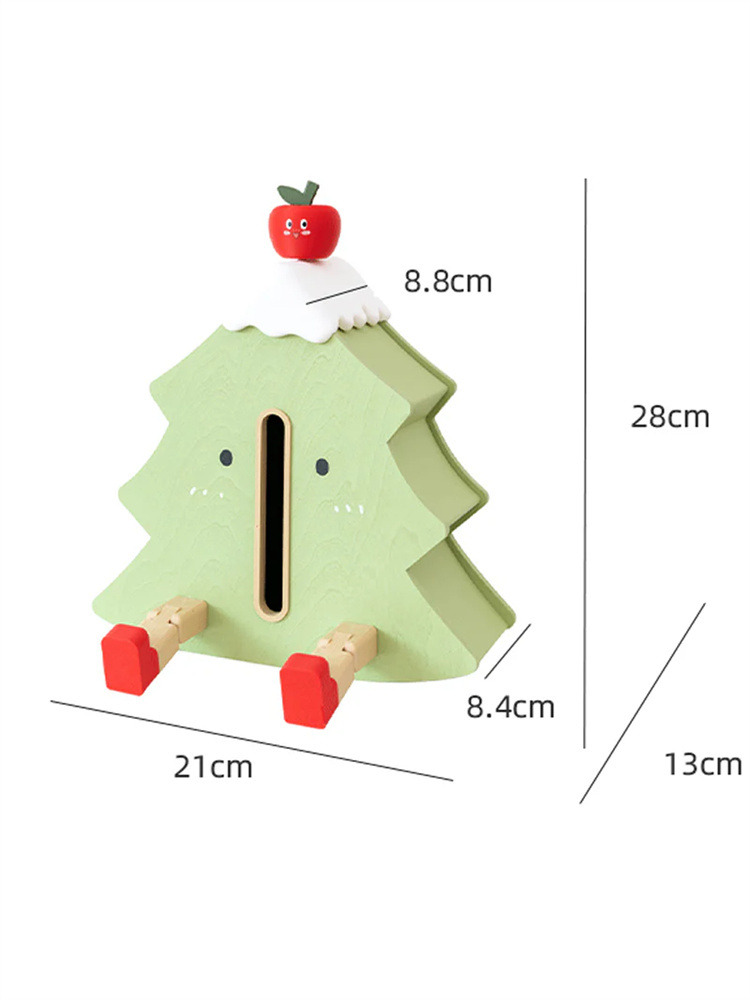 Wooden Christmas Tree Tissue Box - Cute Holiday Decor With Phone Stand