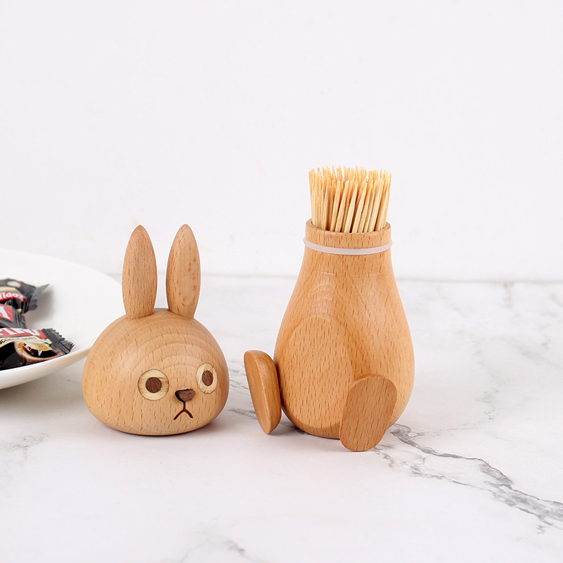 Wooden Rabbit Toothpick Holder