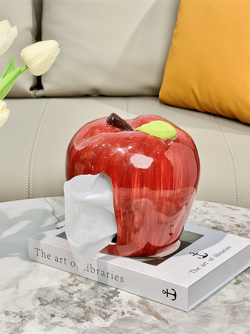 Creative Ceramic Apple Tissue Box, Personality Home Office Decoration