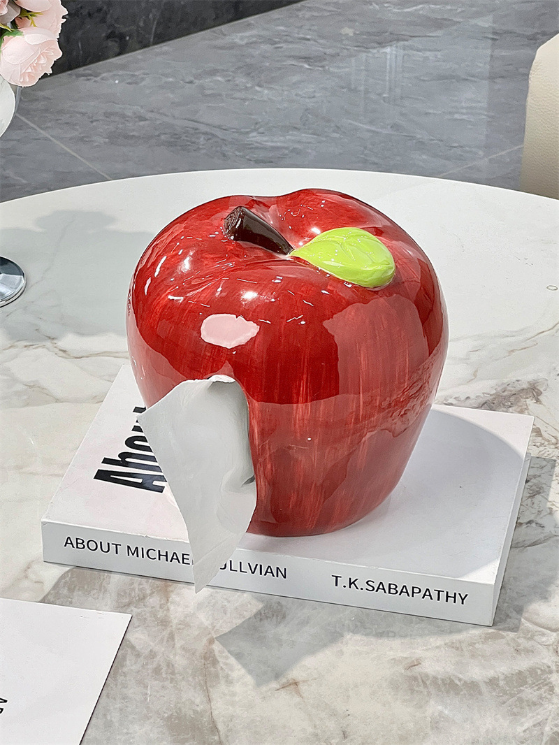 Creative Ceramic Apple Tissue Box, Personality Home Office Decoration