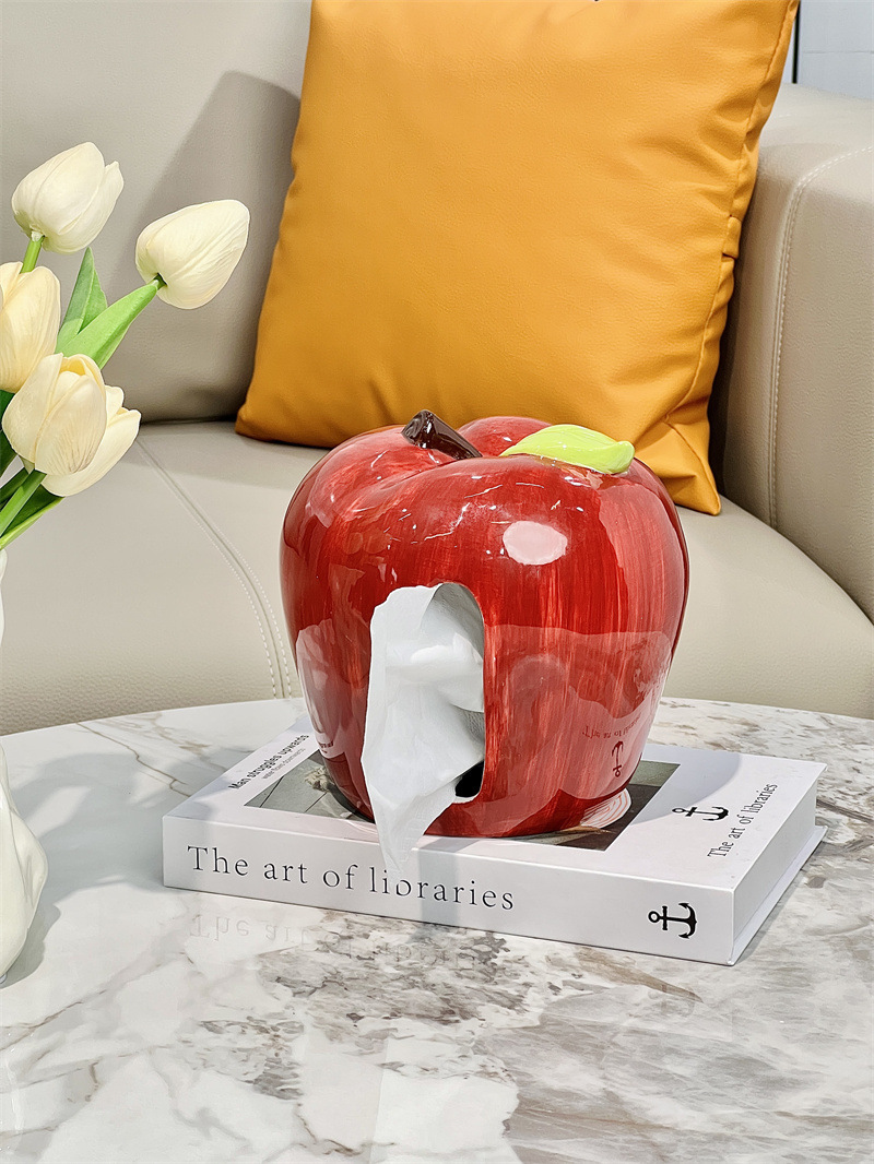 Creative Ceramic Apple Tissue Box, Personality Home Office Decoration