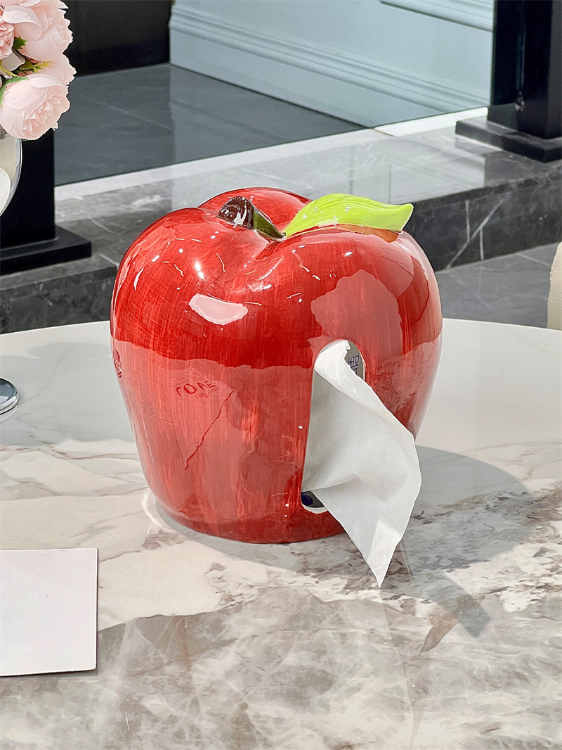 Creative Ceramic Apple Tissue Box, Personality Home Office Decoration