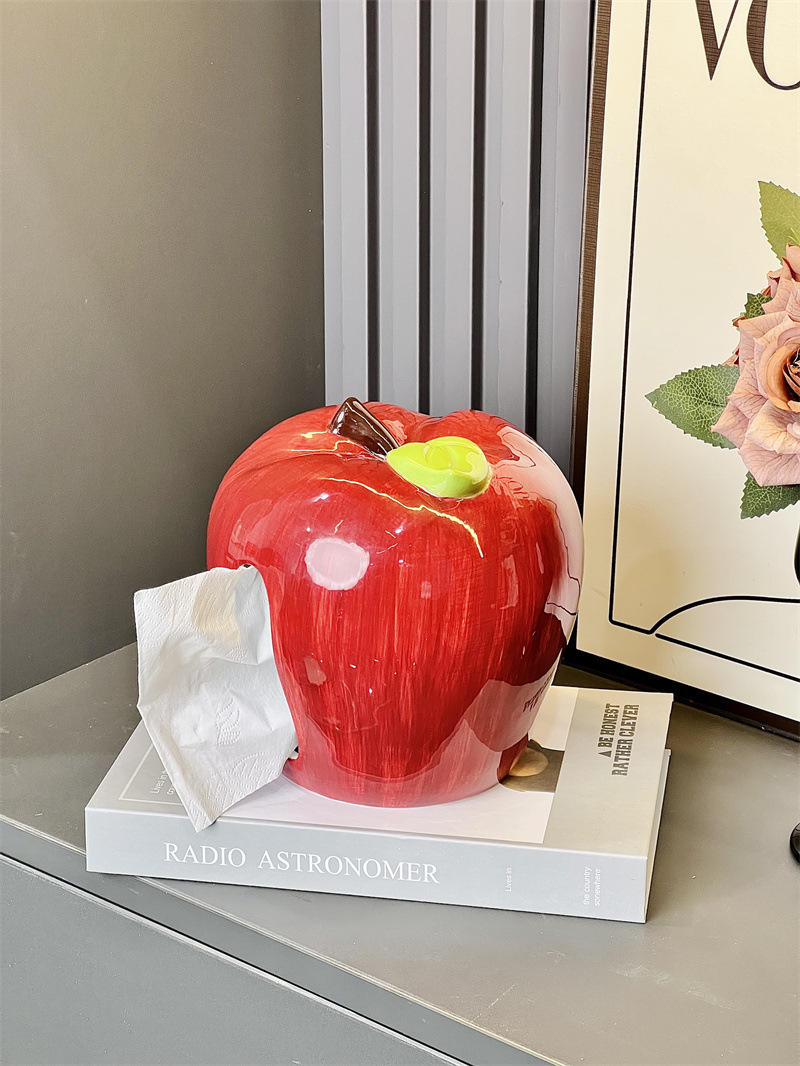Creative Ceramic Apple Tissue Box, Personality Home Office Decoration