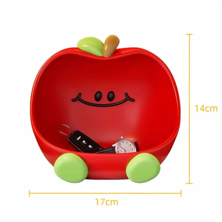 Cute Red Apple Storage Tray For Keys, Jewelry & Small Items | Fun Smiley Face Home Decor