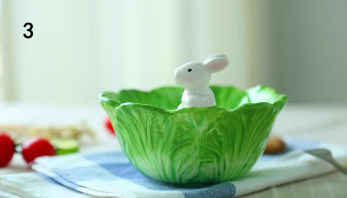  3D Rabbits Figurine Decorative  Fruit Salad Bowl 