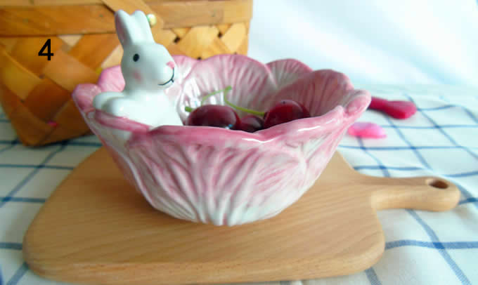  3D Rabbits Figurine Decorative  Fruit Salad Bowl 