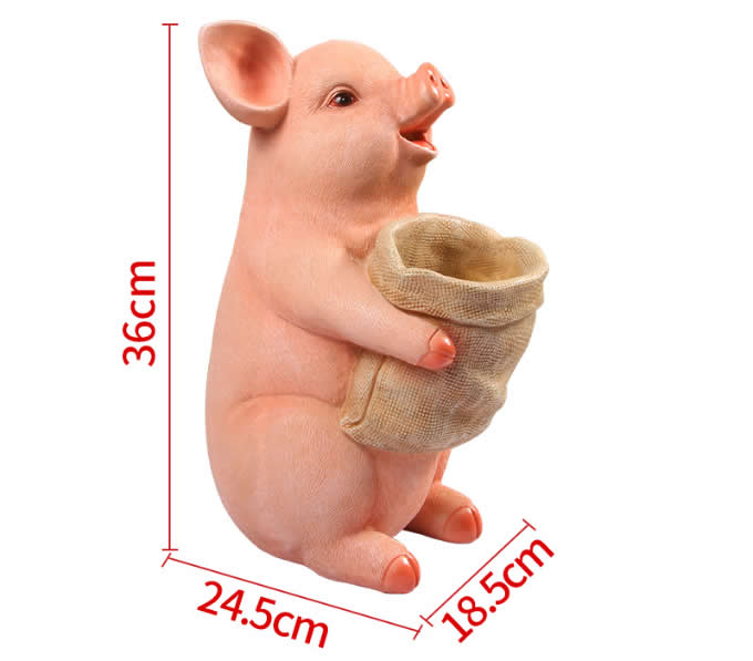 Art Creative Resin Pig Piggy Bank Pen Holder Flower Pot