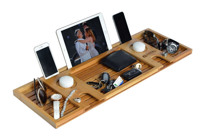 Bamboo Serving Tray and Organizer 