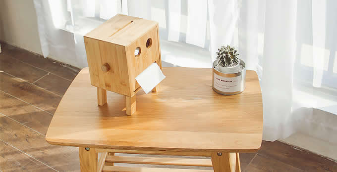 Bamboo Smiley Face Tissue Box