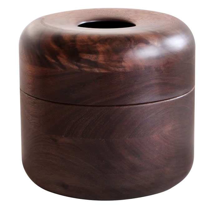 Black Walnut Handmade Wood Round Tissue Box Cover Holder