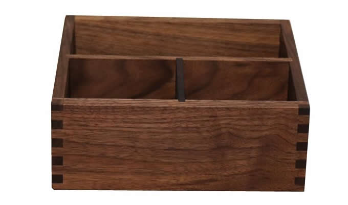 Black Walnut Wooden 3 Compartment Desk Organizer Pen Pencil Holder/Remote Control Holder Organizer 