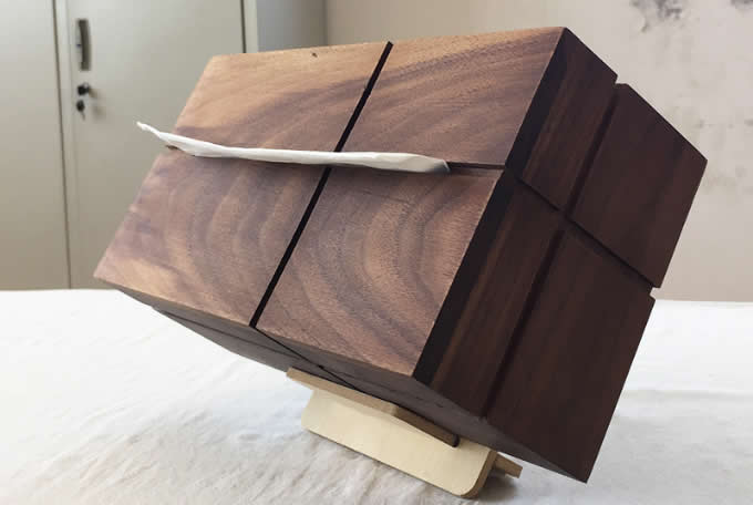 Black Walnut  Wooden  Square Tissue Box