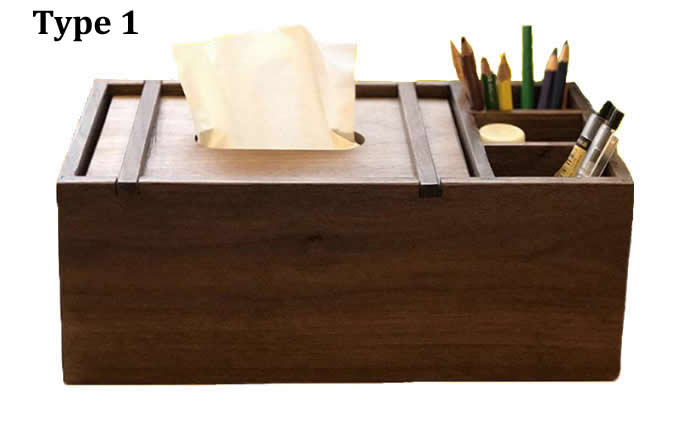 Black Walnut wood Multi-Function Tissue Box Cover Desktop Remote Control Holder Storage Box