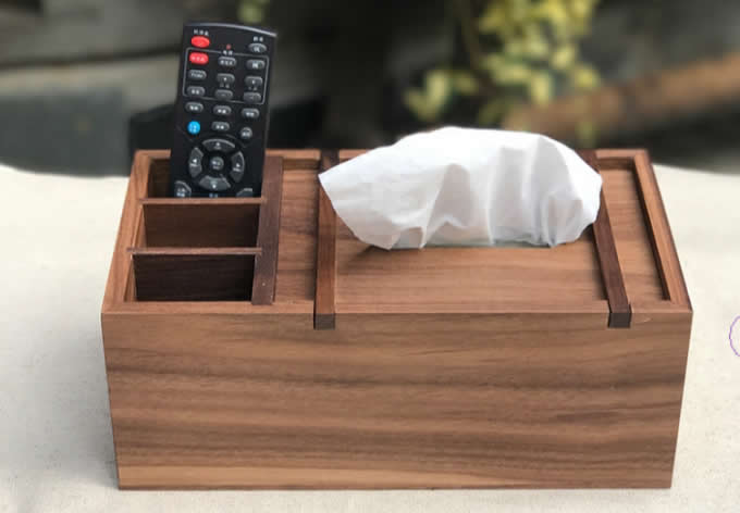 Black Walnut wood Multi-Function Tissue Box Cover Desktop Remote Control Holder Storage Box