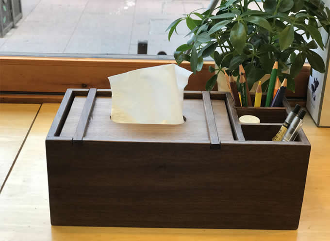 Black Walnut wood Multi-Function Tissue Box Cover Desktop Remote Control Holder Storage Box