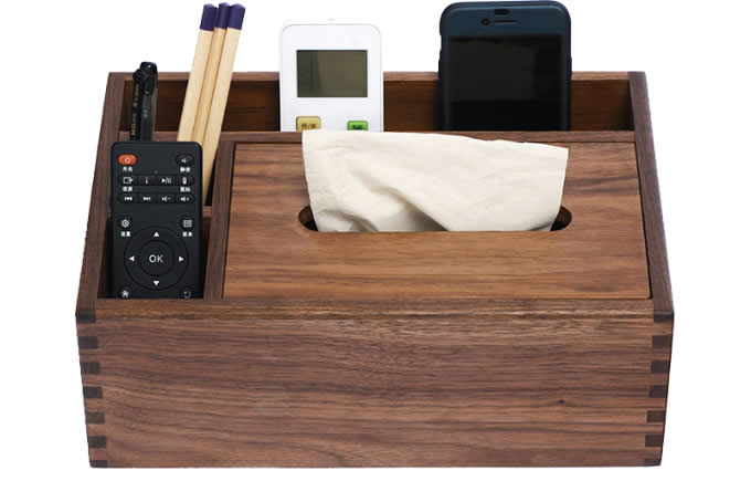 Black Walnut wood Multi-Function Tissue Box Cover Desktop Remote Control Holder Storage Box