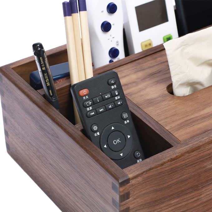 Black Walnut wood Multi-Function Tissue Box Cover Desktop Remote Control Holder Storage Box