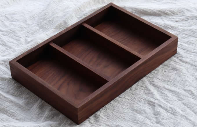 Black walnut Wood Drawer Storage Organizer Box